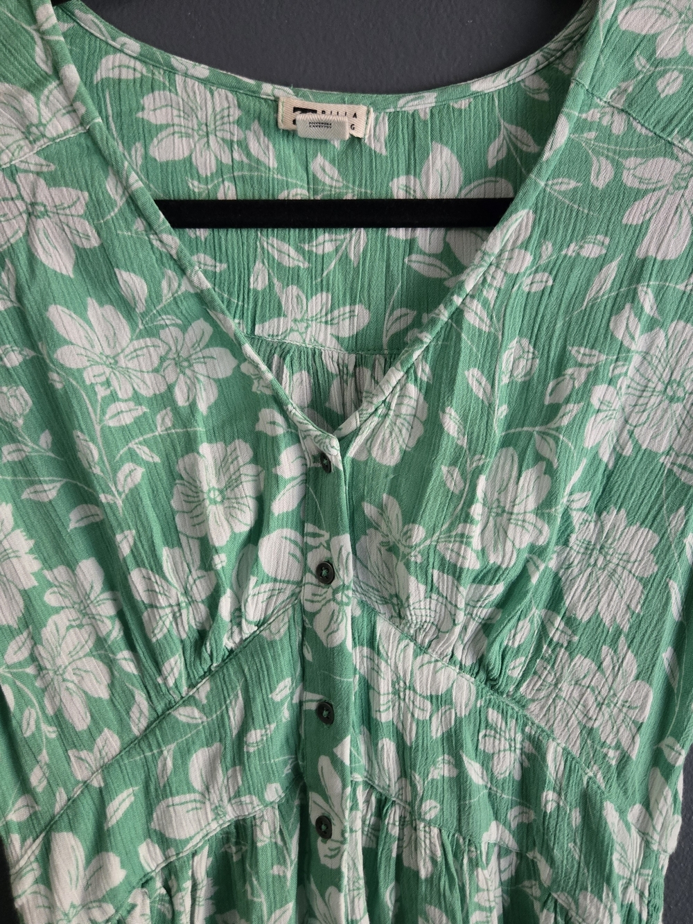 Billabong Twirl Around Green and White Floral Dress Medium - Picture 4 of 7